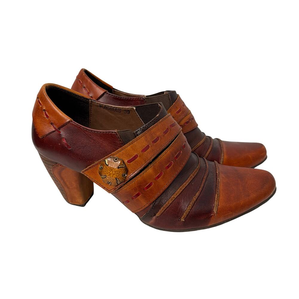 L’Artiste Shoes Womens Size 8.5 Wondrous Brown Leather Boho Block Heel Artsy 39